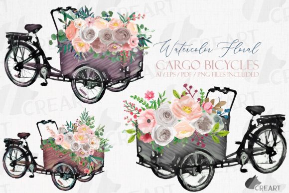 Blush and Grey Floral Cargo Bikes Decor