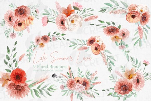 Coral Blush Pink Floral Bouquets Decor