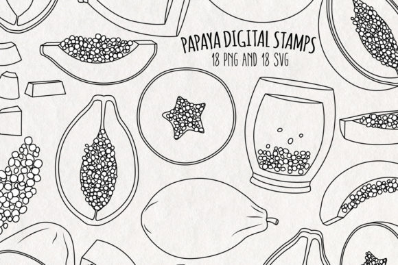 Papaya Digital Stamps Set of 18