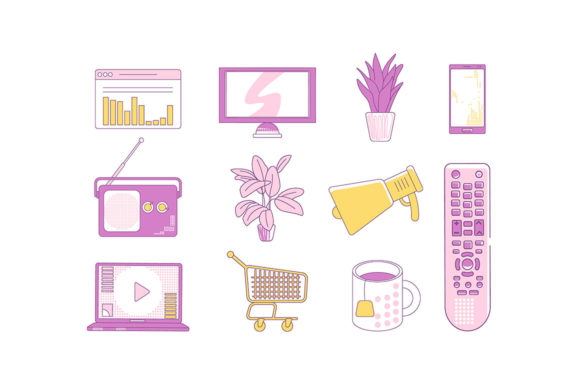 Purple and Yellow Linear Objects Set